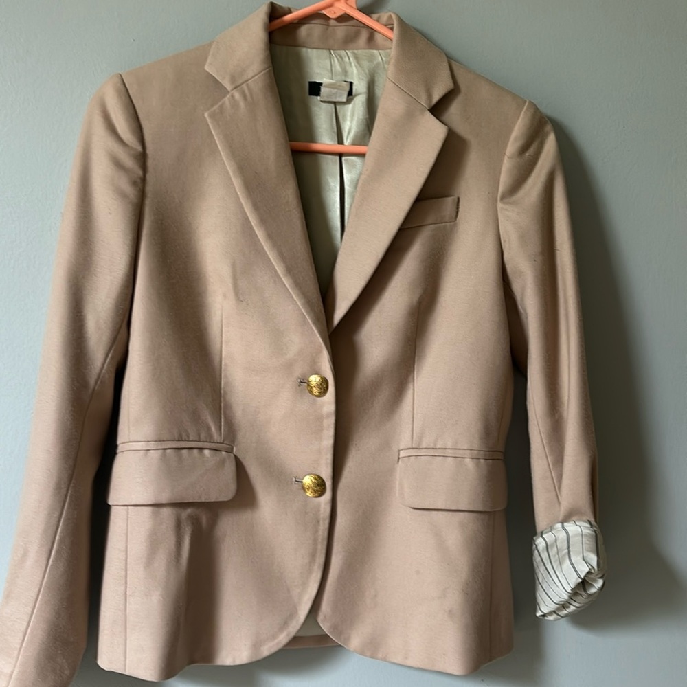 Jcrew tan fully lined blazer with roll up sleeves